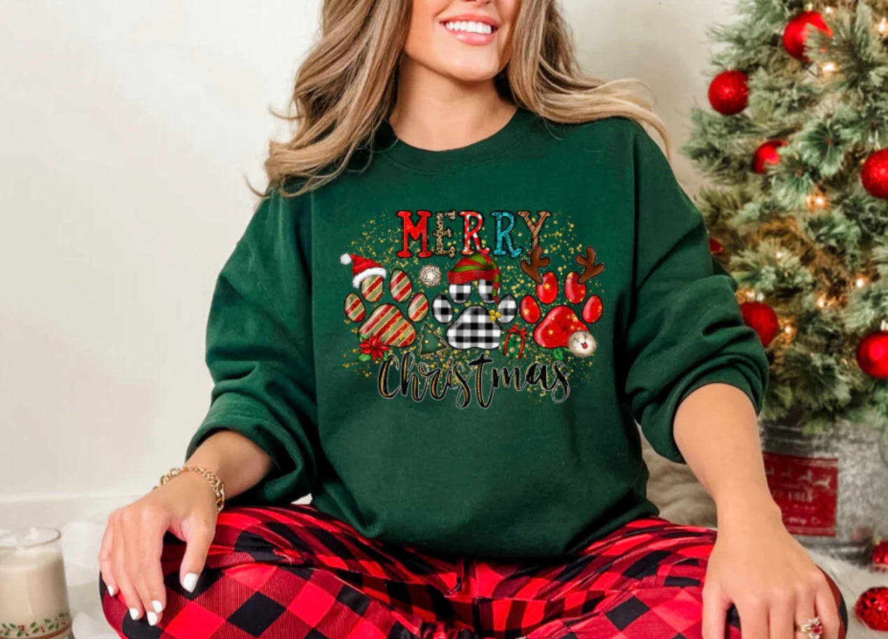 Merry Paw Christmas FULL COLOR ScreenPrint (adults)