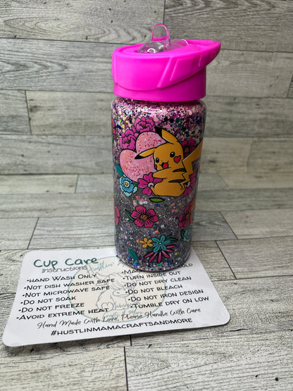 Pikachu Hot Pink Tumbler (snowglobe)