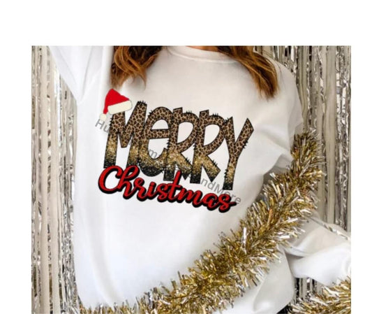 Merry Christmas (cheetah sparkle) FULL COLOR SCREENPRINT