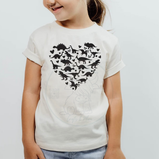 Dinosaur Heart Single Color Screen Print (Kids)