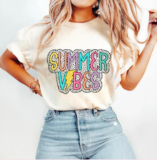 Summer Vibes (no white backing) FULL COLOR Screen Print (Adults)