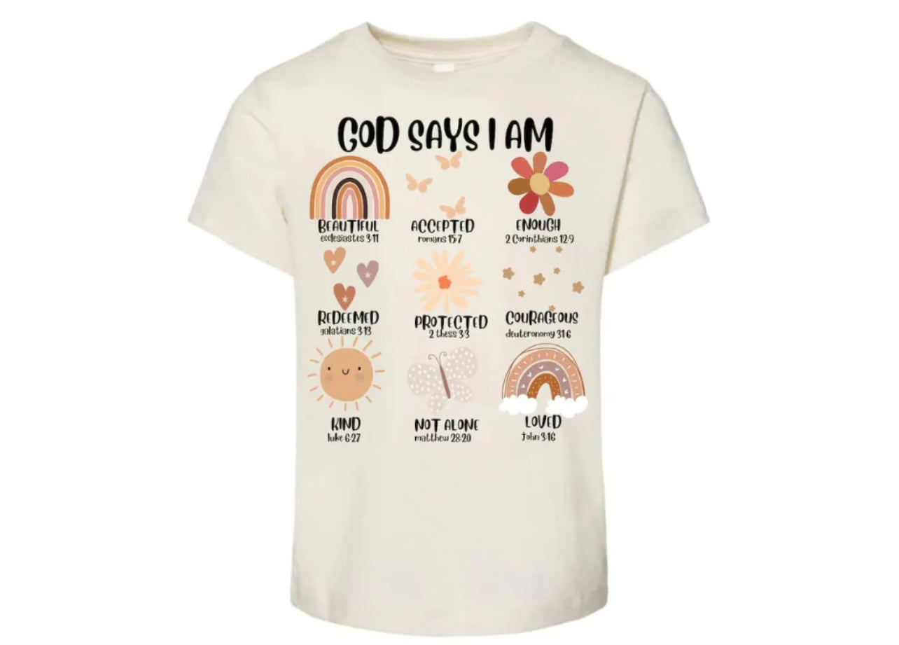 God Says I Am Full Color Screen Print (Kids)