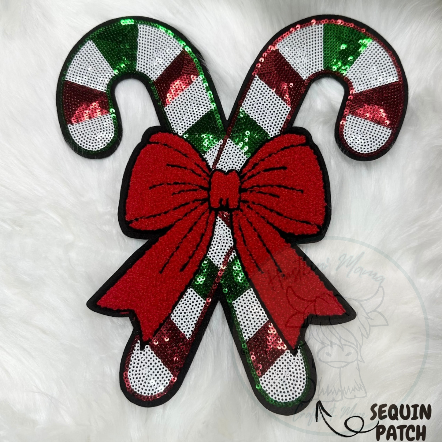 Candy Cane Bow Patch