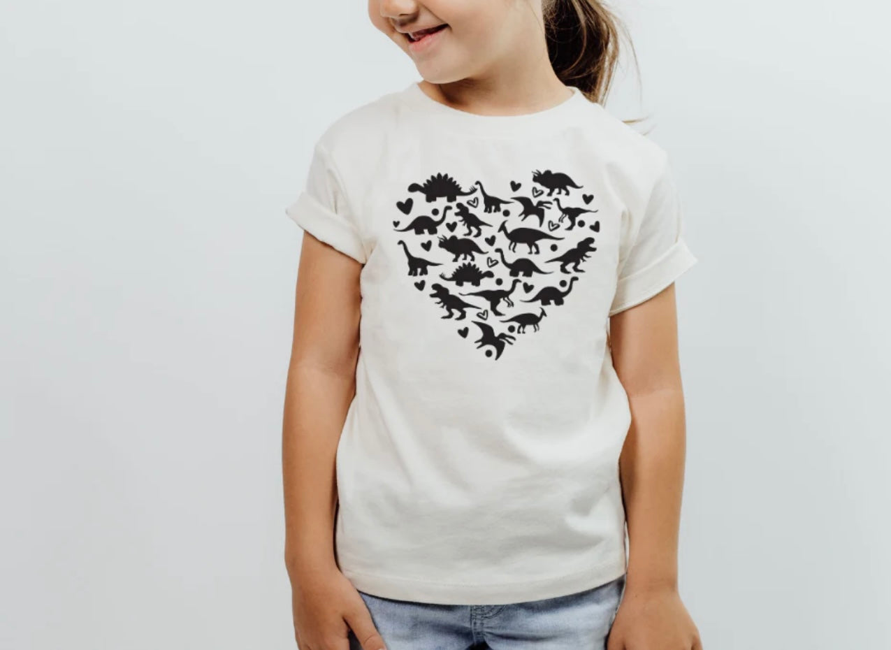 Dinosaur Heart Single Color Screen Print (Kids)