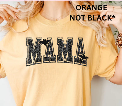 Mama Spiderweb Bat (orange not black) Single Color Screen Print (Adults)