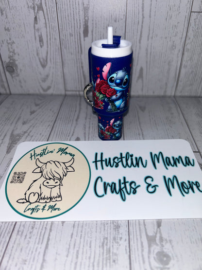Blue Alien Mini Tumbler Keychain