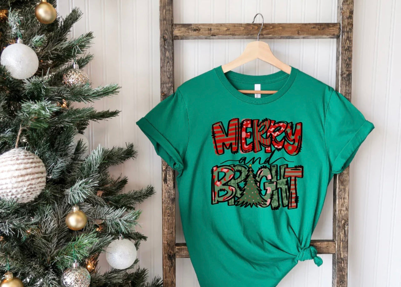 Merry & Bright FULL COLOR Screen Print (Adults)