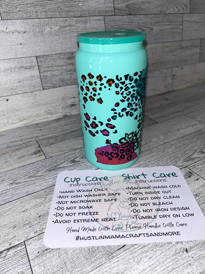 Coffee Cheetah Light Green Glass Cup