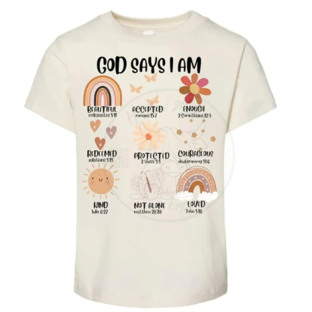 God Says I Am Full Color Screen Print (Kids)