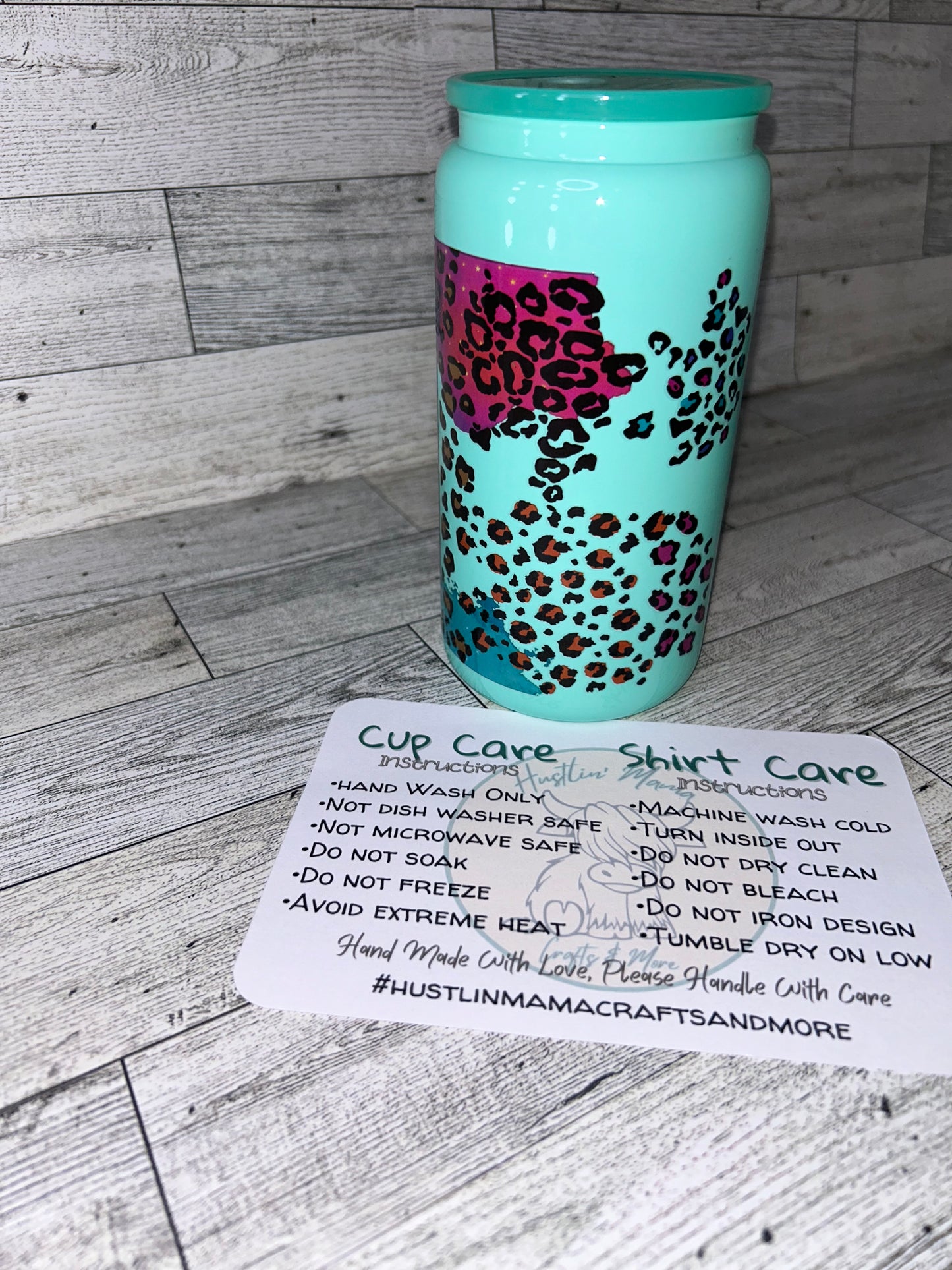 Coffee Cheetah Light Green Glass Cup